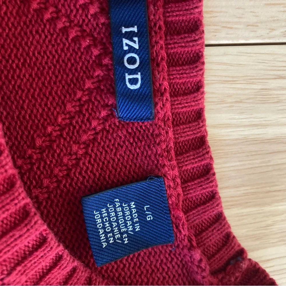 Izod Men's 100% Cotton Red Crewneck Sweater Size L